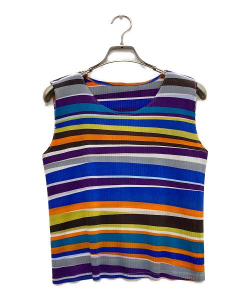 PLEATS PLEASE（プリーツプリーズ）PLEATS PLEASE (プリーツプリーズ) マルチボーダーブラウス マルチカラー サイズ:3の古着・服飾アイテム