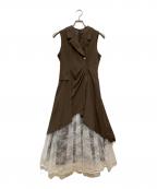 DazzliNダズリン）の古着「ドレープタックレイヤードワンピース」｜ブラウン