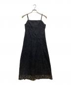 emorエモア）の古着「mohair lace camisole dress/モヘアレース　キャミソールワンピース」｜ブラック
