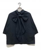 DES PRESデ プレ）の古着「コットンストレッチポプリン タイブラウス」｜ブラック