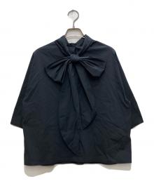 DES PRES（デ プレ）の古着「コットンストレッチポプリン タイブラウス」｜ブラック