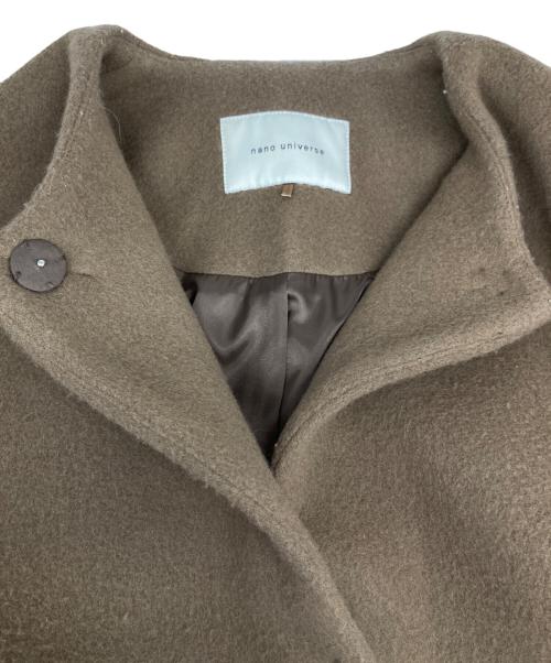 nano・universe（ナノ・ユニバース）nano・universe (ナノ・ユニバース) PECOLAMBウールカシミヤノーカラーミドル丈コート ブラウン サイズ:Ⅿの古着・服飾アイテム
