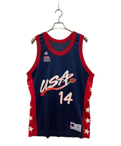 Champion（チャンピオン）Champion (チャンピオン) バスケットボールシャツ ネイビー×レッド サイズ:44の古着・服飾アイテム