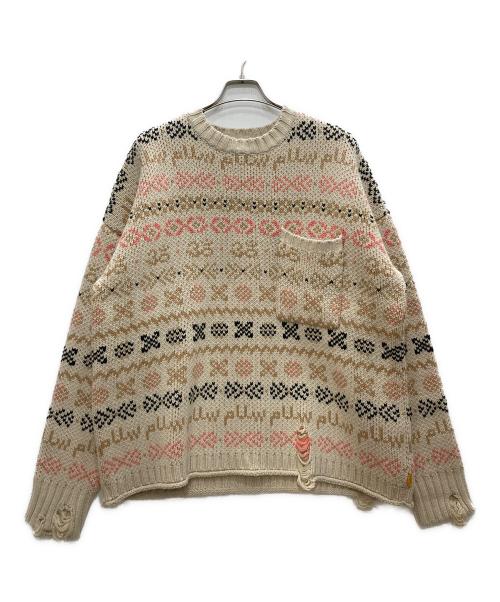 UNION LOS ANGELES（ユニオン ロサンゼルス）UNION LOS ANGELES (ユニオン ロサンゼルス) 総柄ニット ベージュ サイズ:2の古着・服飾アイテム