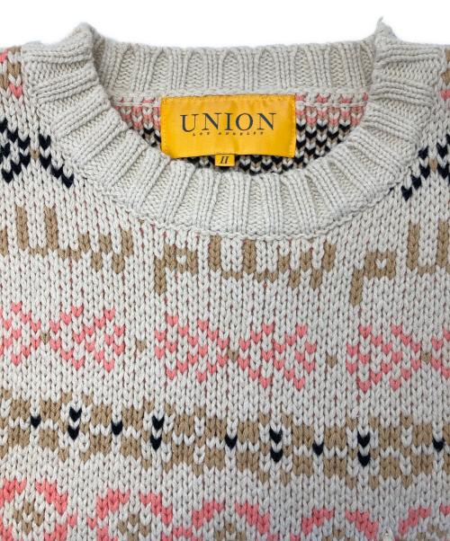 UNION LOS ANGELES（ユニオン ロサンゼルス）UNION LOS ANGELES (ユニオン ロサンゼルス) 総柄ニット ベージュ サイズ:2の古着・服飾アイテム