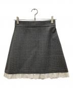 MIU MIUミュウミュウ）の古着「チェックレースミニスカート」｜グレー