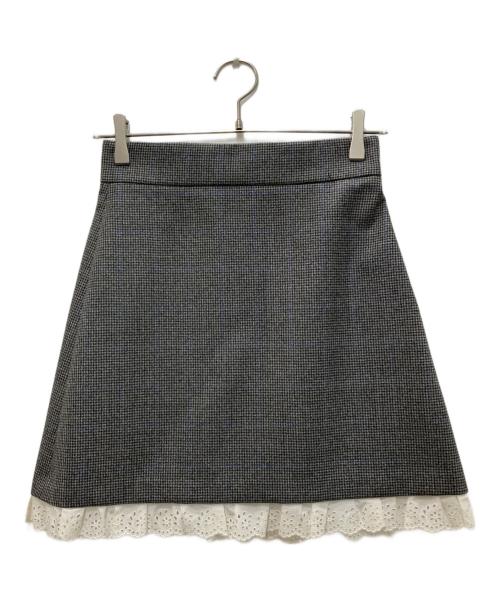 MIU MIU（ミュウミュウ）MIU MIU (ミュウミュウ) チェックレースミニスカート グレー サイズ:38の古着・服飾アイテム
