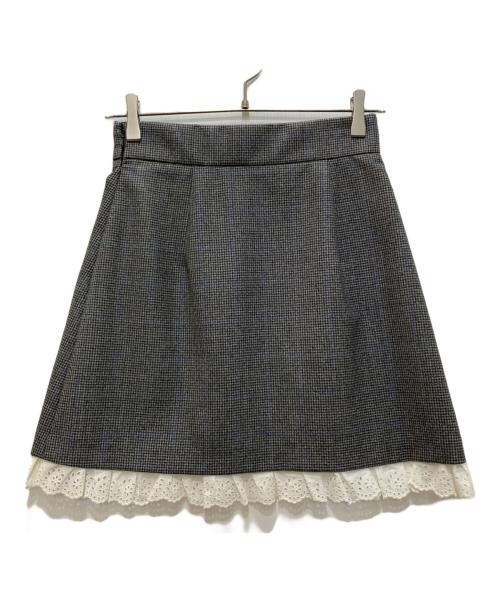 MIU MIU（ミュウミュウ）MIU MIU (ミュウミュウ) チェックレースミニスカート グレー サイズ:38の古着・服飾アイテム