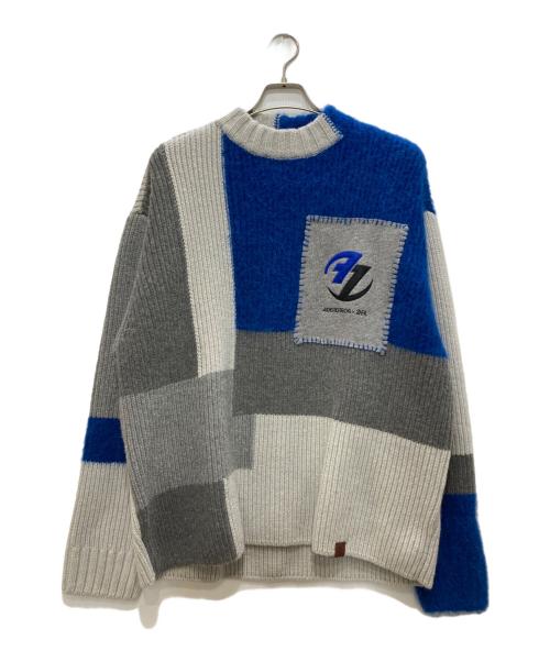 ZARA（ザラ）ZARA (ザラ) ADER error (アーダーエラー) クルーネックニット ブルー×グレー サイズ:SMの古着・服飾アイテム