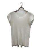 PLEATS PLEASEプリーツプリーズ）の古着「ノースリーブプリーツカットソー」｜ホワイト