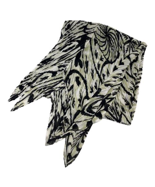 PLEATS PLEASE（プリーツプリーズ）PLEATS PLEASE (プリーツプリーズ) プリーツストール ホワイト×ブラックの古着・服飾アイテム