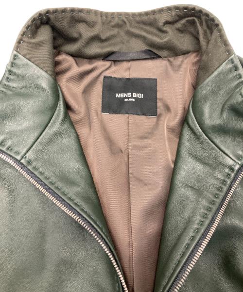 MEN'S BIGI（メンズビギ）MEN'S BIGI (メンズビギ) ラムレザークロームタンニングジャケット グリーン サイズ:04の古着・服飾アイテム