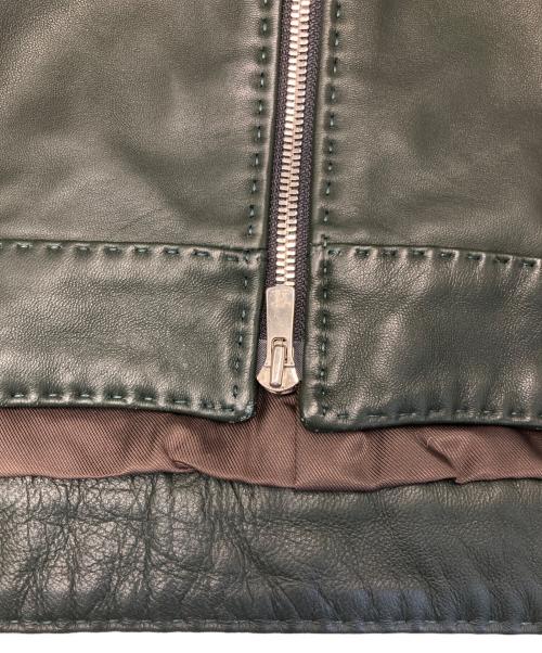 MEN'S BIGI（メンズビギ）MEN'S BIGI (メンズビギ) ラムレザークロームタンニングジャケット グリーン サイズ:04の古着・服飾アイテム