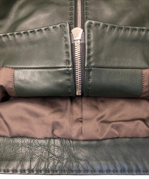MEN'S BIGI（メンズビギ）MEN'S BIGI (メンズビギ) ラムレザークロームタンニングジャケット グリーン サイズ:04の古着・服飾アイテム