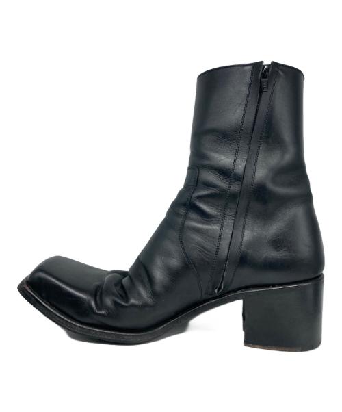 JOHN LAWRENCE SULLIVAN（ジョン ローレンス サリバン）JOHN LAWRENCE SULLIVAN (ジョン ローレンス サリバン) スクエアトゥサイドジップヒールブーツ ブラック サイズ:9の古着・服飾アイテム