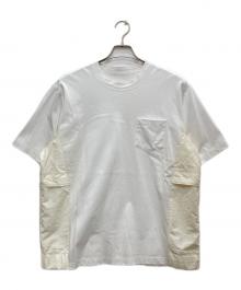 sacai（サカイ）の古着「Taslan Nylon x Cotton Jersey T-Shirt/タスランナイロン×コットンジャージＴシャツ」｜ホワイト×アイボリー