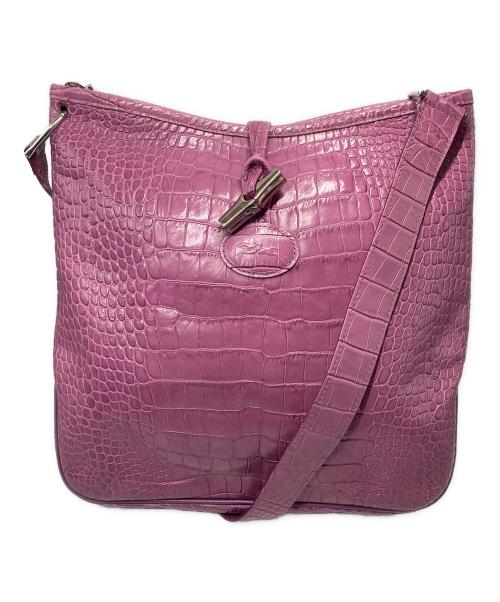 LONGCHAMP（ロンシャン）LONGCHAMP (ロンシャン) レザーショルダーバッグ パープルの古着・服飾アイテム