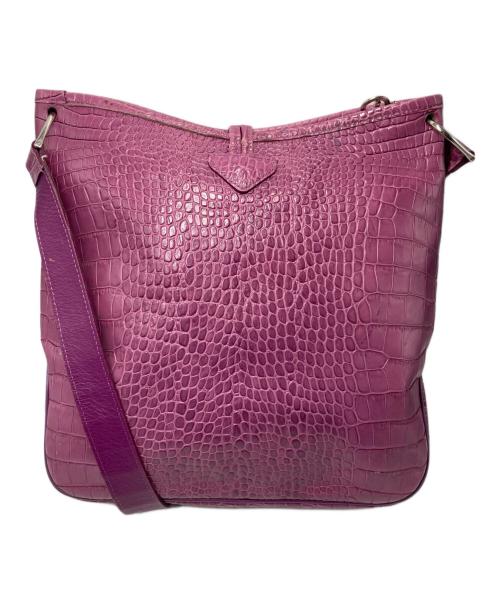 LONGCHAMP（ロンシャン）LONGCHAMP (ロンシャン) レザーショルダーバッグ パープルの古着・服飾アイテム