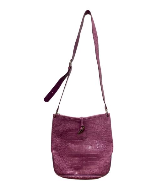 LONGCHAMP（ロンシャン）LONGCHAMP (ロンシャン) レザーショルダーバッグ パープルの古着・服飾アイテム