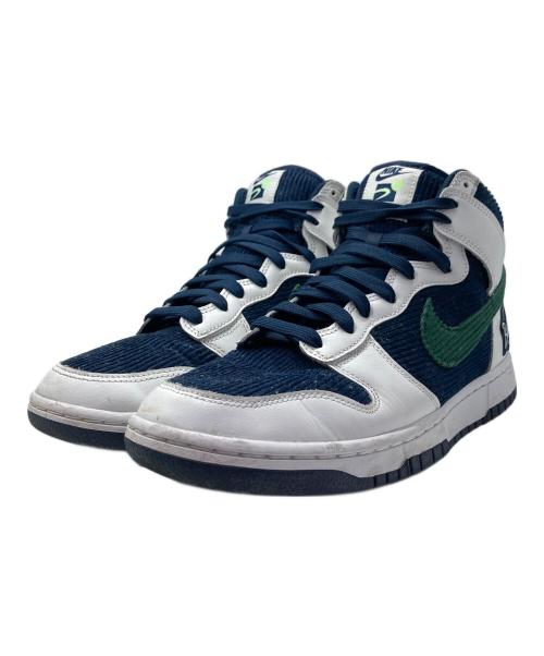NIKE（ナイキ）NIKE (ナイキ) DUNK HI PRM EMB/ナイキ ダンク ハイ プレミアム エンベデッド ネイビー×ホワイト サイズ:CM27.5/US9.5/UK8.5/EUR43/BR41/CN275(2.5)の古着・服飾アイテム