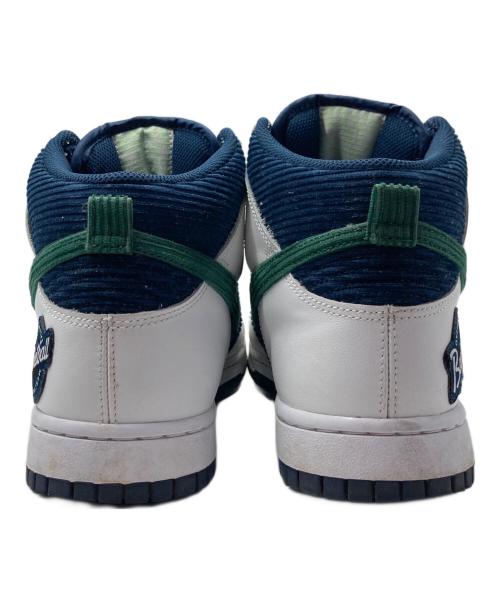 NIKE（ナイキ）NIKE (ナイキ) DUNK HI PRM EMB/ナイキ ダンク ハイ プレミアム エンベデッド ネイビー×ホワイト サイズ:CM27.5/US9.5/UK8.5/EUR43/BR41/CN275(2.5)の古着・服飾アイテム
