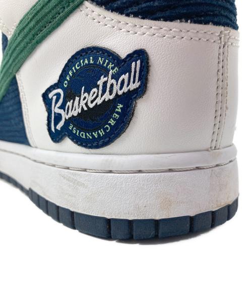 NIKE（ナイキ）NIKE (ナイキ) DUNK HI PRM EMB/ナイキ ダンク ハイ プレミアム エンベデッド ネイビー×ホワイト サイズ:CM27.5/US9.5/UK8.5/EUR43/BR41/CN275(2.5)の古着・服飾アイテム