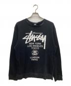 stussyステューシー）の古着「プリントスウェット」｜ブラック