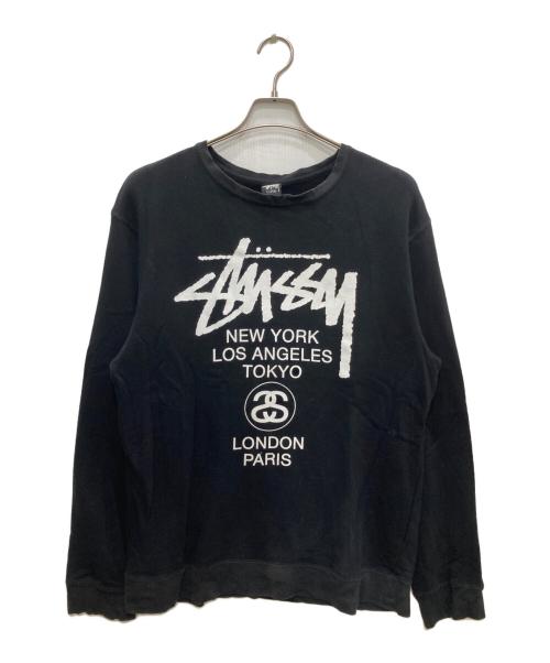 stussy（ステューシー）stussy (ステューシー) プリントスウェット ブラック サイズ:XLARGEの古着・服飾アイテム