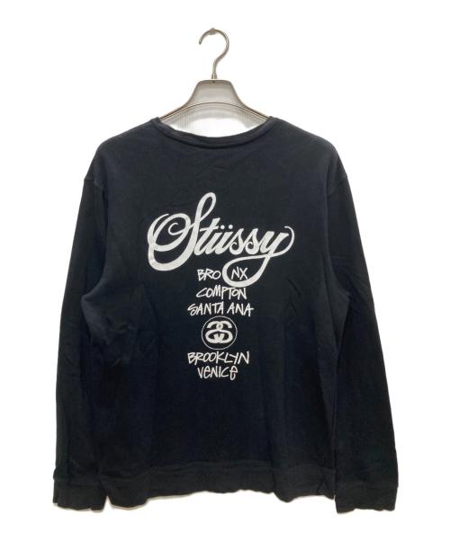 stussy（ステューシー）stussy (ステューシー) プリントスウェット ブラック サイズ:XLARGEの古着・服飾アイテム