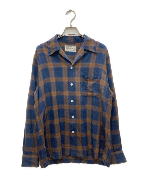 WACKO MARIA（ワコマリア）WACKO MARIA (ワコマリア) オープンカラーチェックシャツ ネイビー×ブラウン サイズ:Ⅿの古着・服飾アイテム