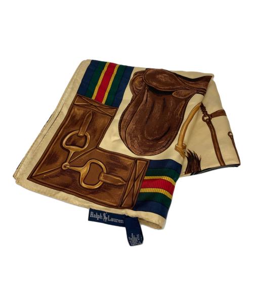 RALPH LAUREN（ラルフローレン）RALPH LAUREN (ラルフローレン) シルクスカーフ ベージュ×ブラウンの古着・服飾アイテム