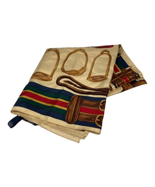 RALPH LAUREN（ラルフローレン）RALPH LAUREN (ラルフローレン) シルクスカーフ ベージュ×ブラウンの古着・服飾アイテム