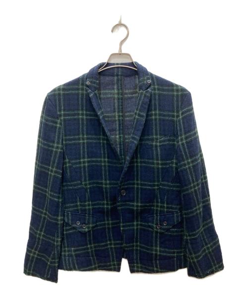 PPFM（ピーピーエフエム）PPFM (ピーピーエフエム) チェックジャケット ネイビー×グリーン サイズ:Mの古着・服飾アイテム