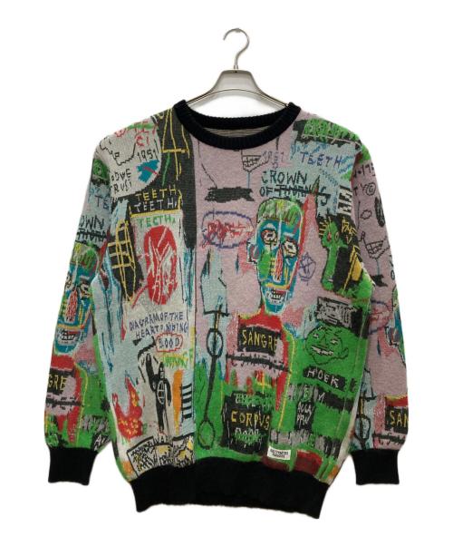 Jean-Michel Basquiat（ジャン ミシェル バスキア）Jean-Michel BASQUIAT (ジャン ミシェル バスキア) WACKO MARIA (ワコマリア) CREW NECK SWEATER/クルーネックセーター マルチカラー サイズ:XLの古着・服飾アイテム