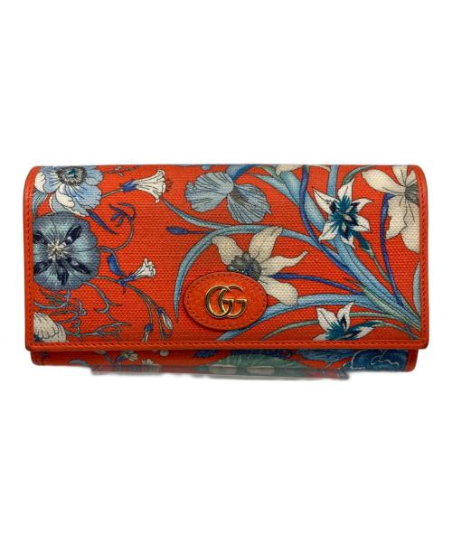 GUCCI（グッチ）GUCCI (グッチ) フローラキャンパスチェーンウォレット オレンジの古着・服飾アイテム