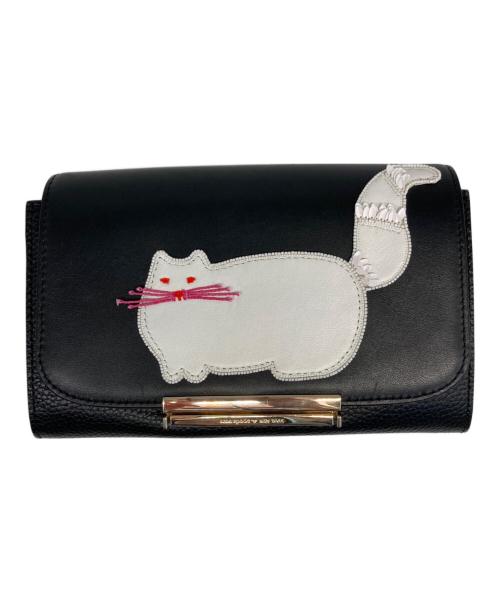 Kate Spade（ケイトスペード）Kate Spade (ケイトスペード) キャットモチーフショルダーバッグ ブラックの古着・服飾アイテム