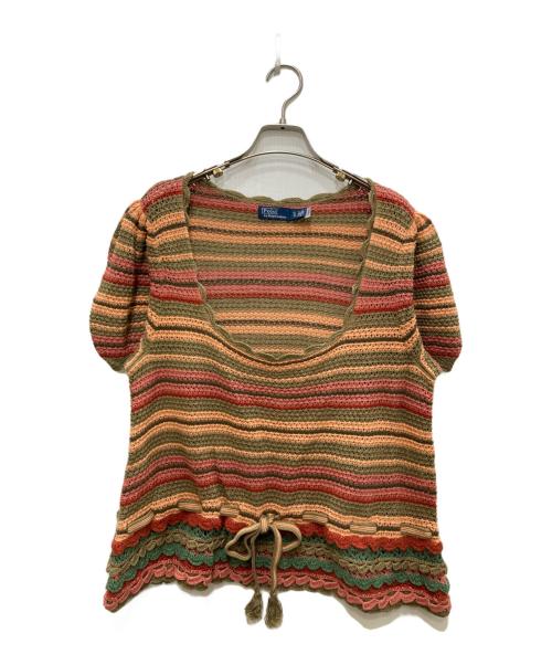 POLO RALPH LAUREN（ポロ・ラルフローレン）POLO RALPH LAUREN (ポロ・ラルフローレン) クロシェニット カーキ×ブラウン サイズ:XLの古着・服飾アイテム
