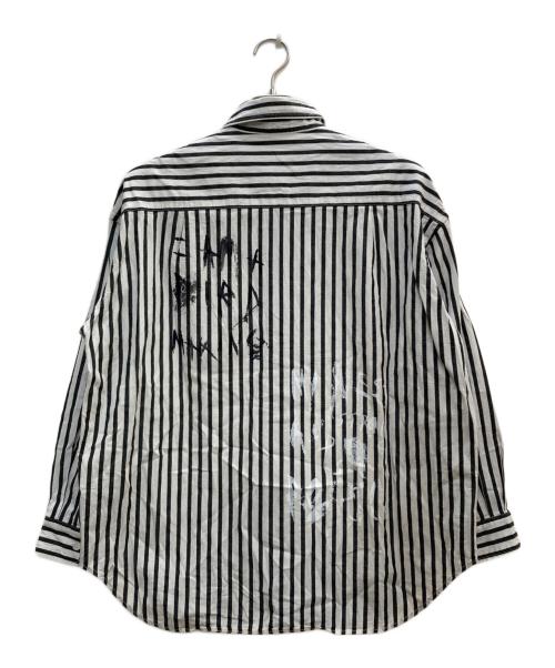 FRAMeWORK（フレームワーク）FRAMeWORK (フレームワーク) LEVI PATA レギュラーカラーシャツ グレー×ホワイト サイズ:FREEの古着・服飾アイテム