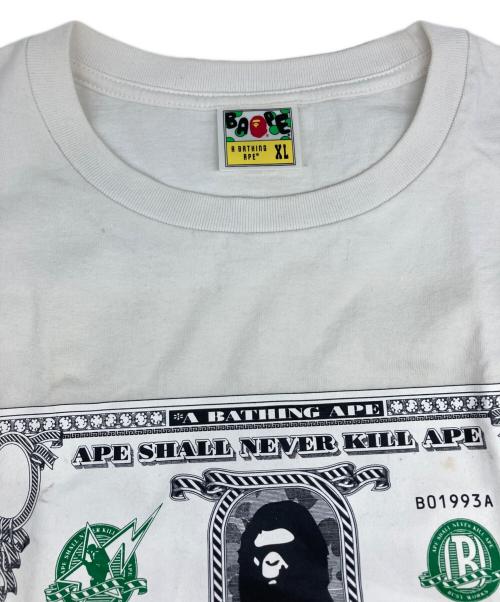 A BATHING APE（ア ベイシング エイプ）A BATHING APE (ア ベイシング エイプ) プリントTシャツ ホワイト サイズ:XLの古着・服飾アイテム