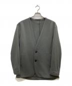 ATTACHMENTアタッチメント）の古着「PONTE JERSEY COLLARLESS BIG CARDIGAN」｜カーキ