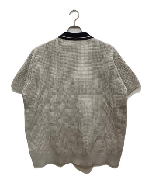 HUF（ハフ）HUF (ハフ) ニットポロシャツ ベージュ×ネイビー サイズ:Ｌの古着・服飾アイテム