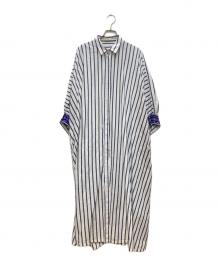 ne quittez pas（ヌキテパ）の古着「ストライプシャツワンピース」｜ネイビー×ホワイト