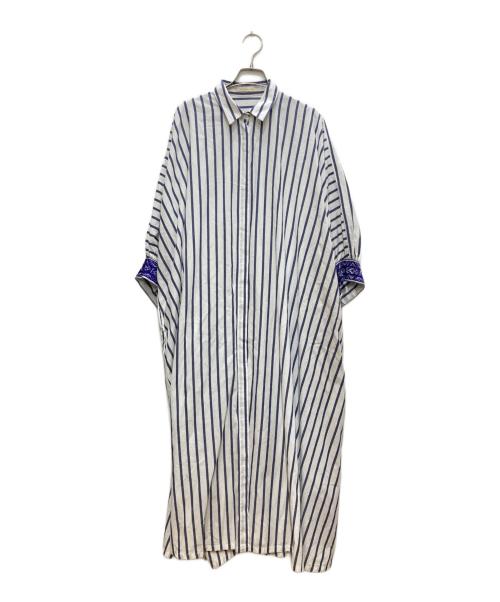 ne quittez pas（ヌキテパ）ne quittez pas (ヌキテパ) ストライプシャツワンピース ネイビー×ホワイト サイズ:不明の古着・服飾アイテム