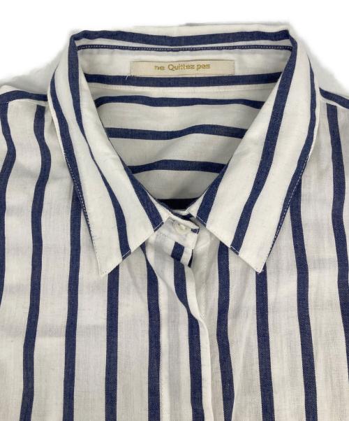 ne quittez pas（ヌキテパ）ne quittez pas (ヌキテパ) ストライプシャツワンピース ネイビー×ホワイト サイズ:不明の古着・服飾アイテム