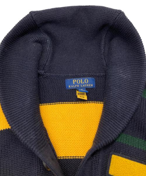 POLO RALPH LAUREN（ポロ・ラルフローレン）POLO RALPH LAUREN (ポロ・ラルフローレン) 総柄カーディガン ネイビー×イエロー サイズ:L/Gの古着・服飾アイテム