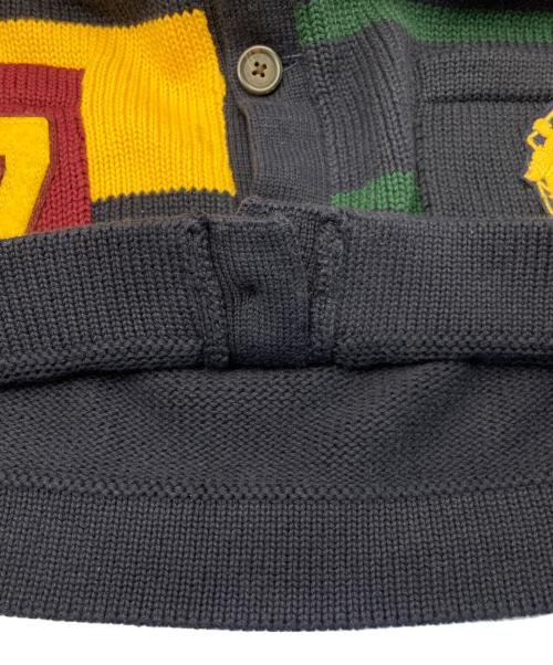 POLO RALPH LAUREN（ポロ・ラルフローレン）POLO RALPH LAUREN (ポロ・ラルフローレン) 総柄カーディガン ネイビー×イエロー サイズ:L/Gの古着・服飾アイテム