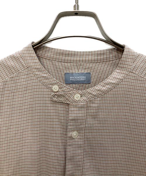 MACKINTOSH PHILOSOPHY（マッキントッシュ フィロソフィー）MACKINTOSH PHILOSOPHY (マッキントッシュ フィロソフィー) GREY LABEL バンドカラーチェックシャツ ブラウン サイズ:2の古着・服飾アイテム