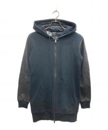 DIESEL（ディーゼル）の古着「ラムレザー切替ジップパーカー」｜ブラック