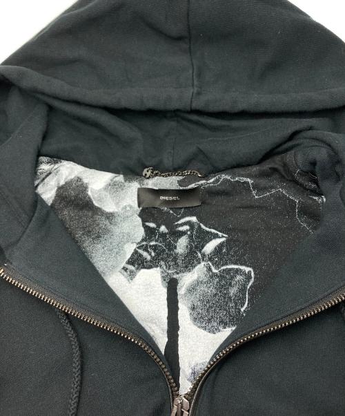 DIESEL（ディーゼル）DIESEL (ディーゼル) ラムレザー切替ジップパーカー ブラック サイズ:Sの古着・服飾アイテム