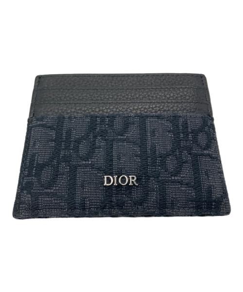 Dior（ディオール）DIOR (ディオール) オブリーク ジャカード & グレインドカーフスキン カードケース ブラックの古着・服飾アイテム